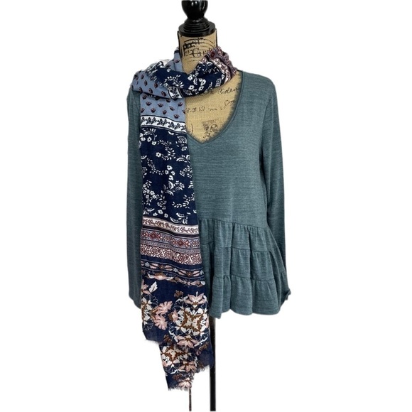 Anthropologie-deletta-ruffled BOHO Green Chic Blouse - Picture 2 of 11